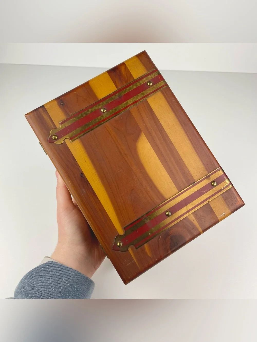 VTG Pilliod Swanton Ohio Wooden Cedar Jewelry Sewing Box Dovetailed Trinket
